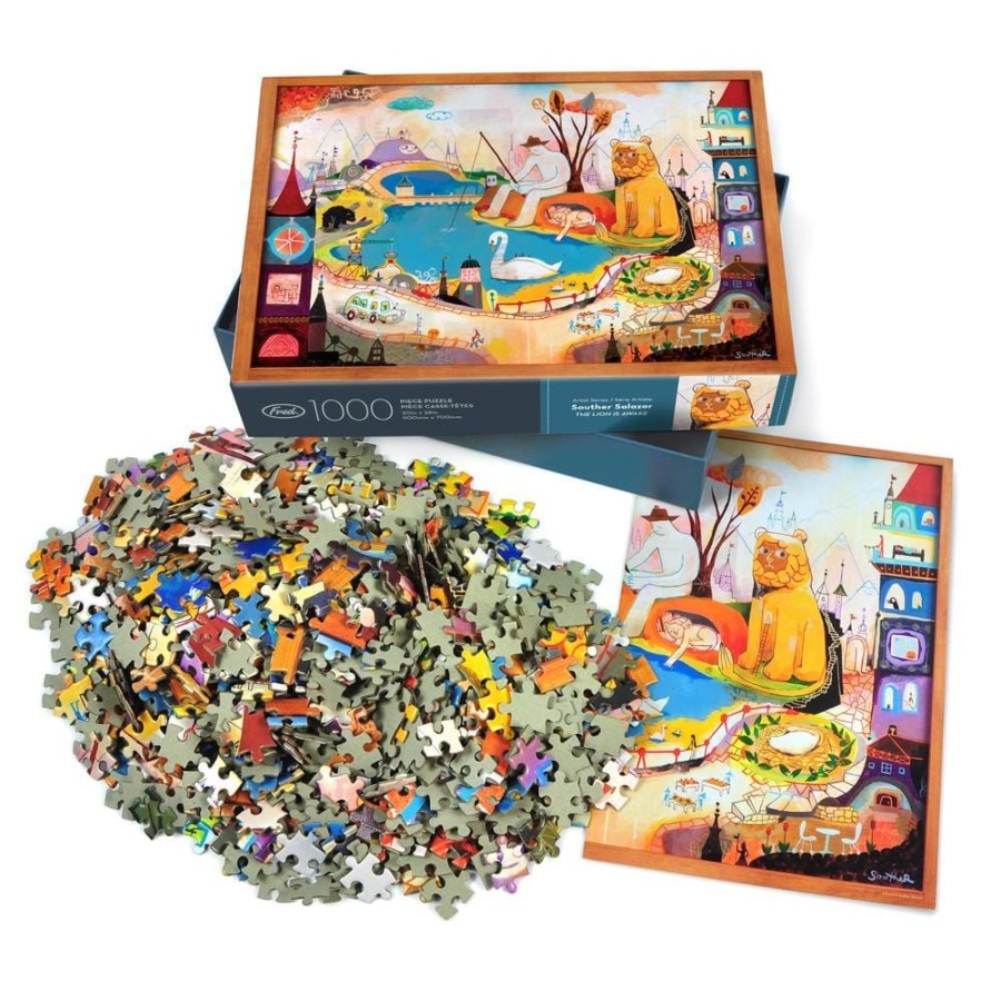 Fun + Games Fred & Friends Puzzles | 1000 Piece Puzzle: The Lion Is Awake