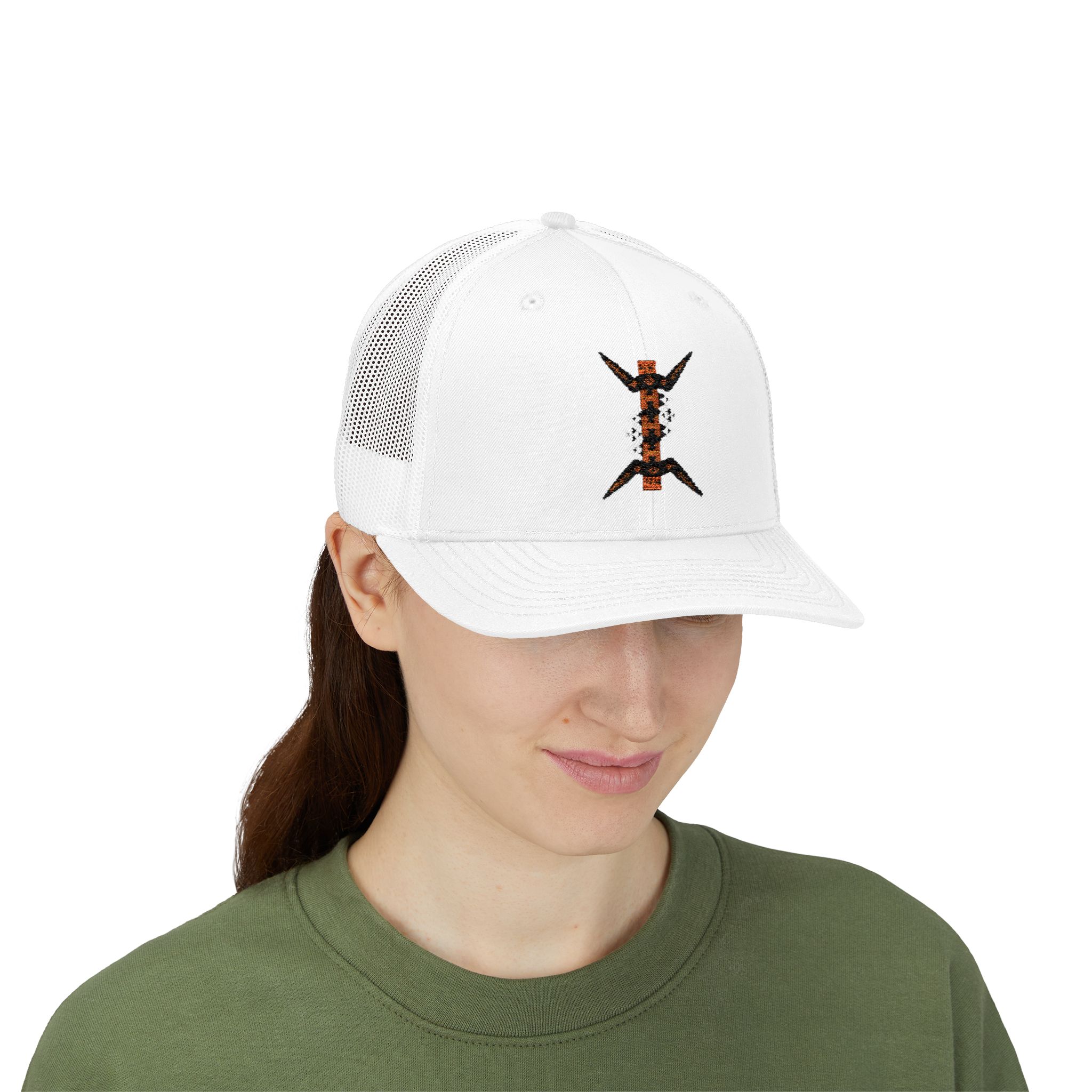 vintage geometric bee trucker cap — the amazigh letter (ⵣ)