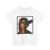 a woman–revolver face t shirt