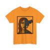a woman–revolver face t shirt