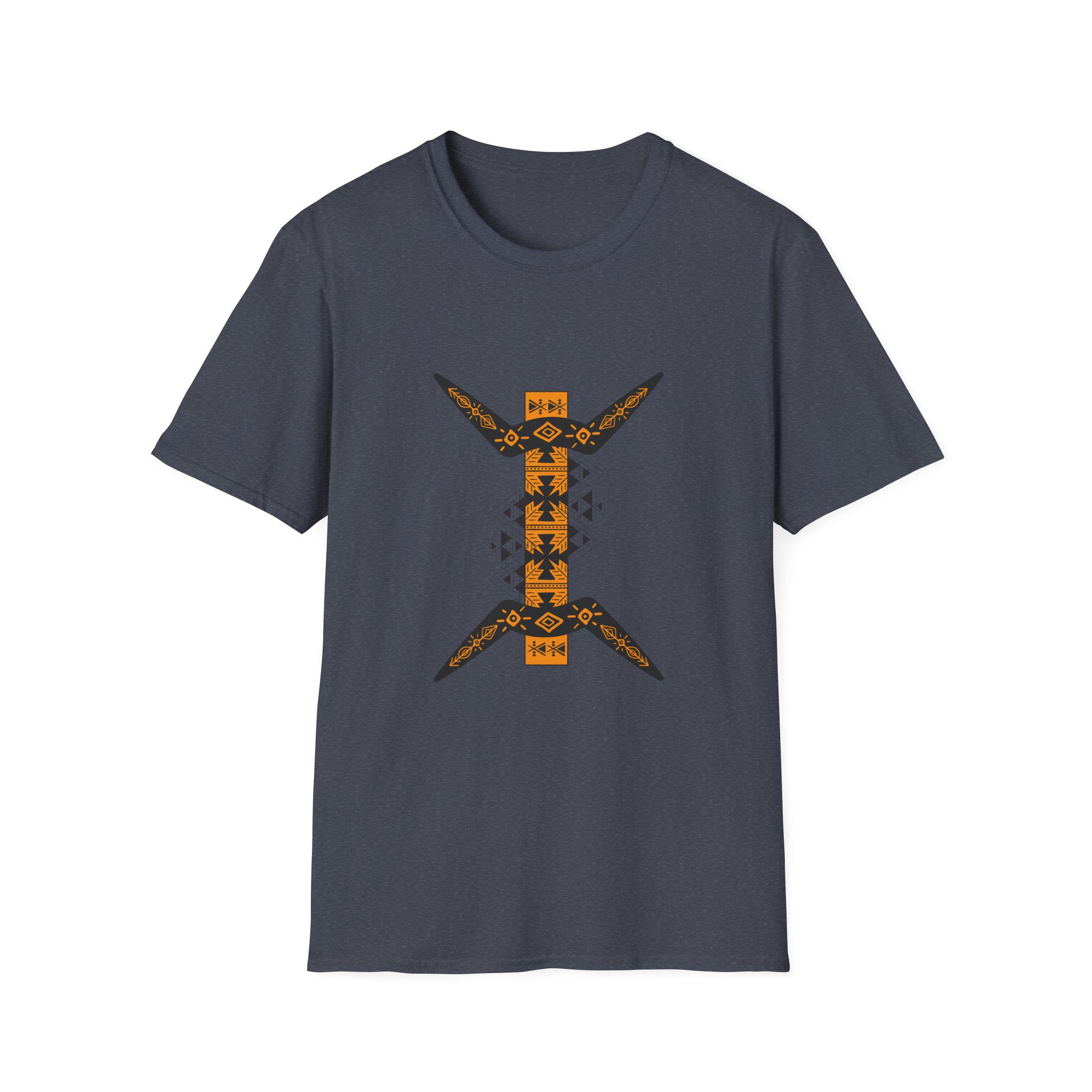 tribal boomerang graphic t shirt — geometric native inspired design