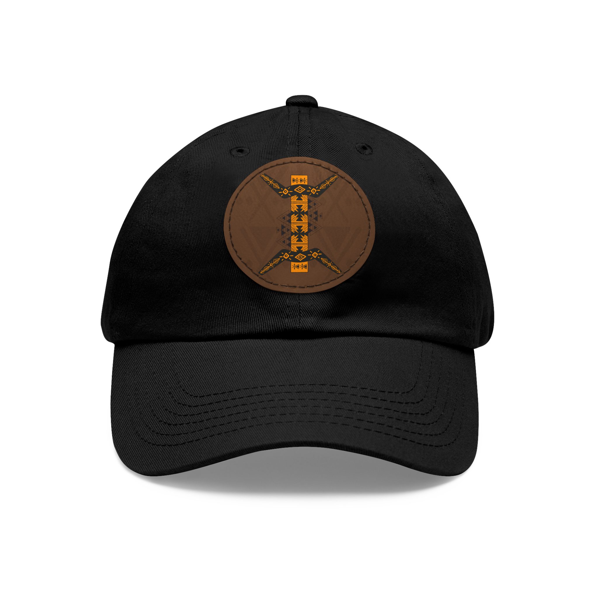 leather patch dad hat — the amazigh letter (ⵣ)