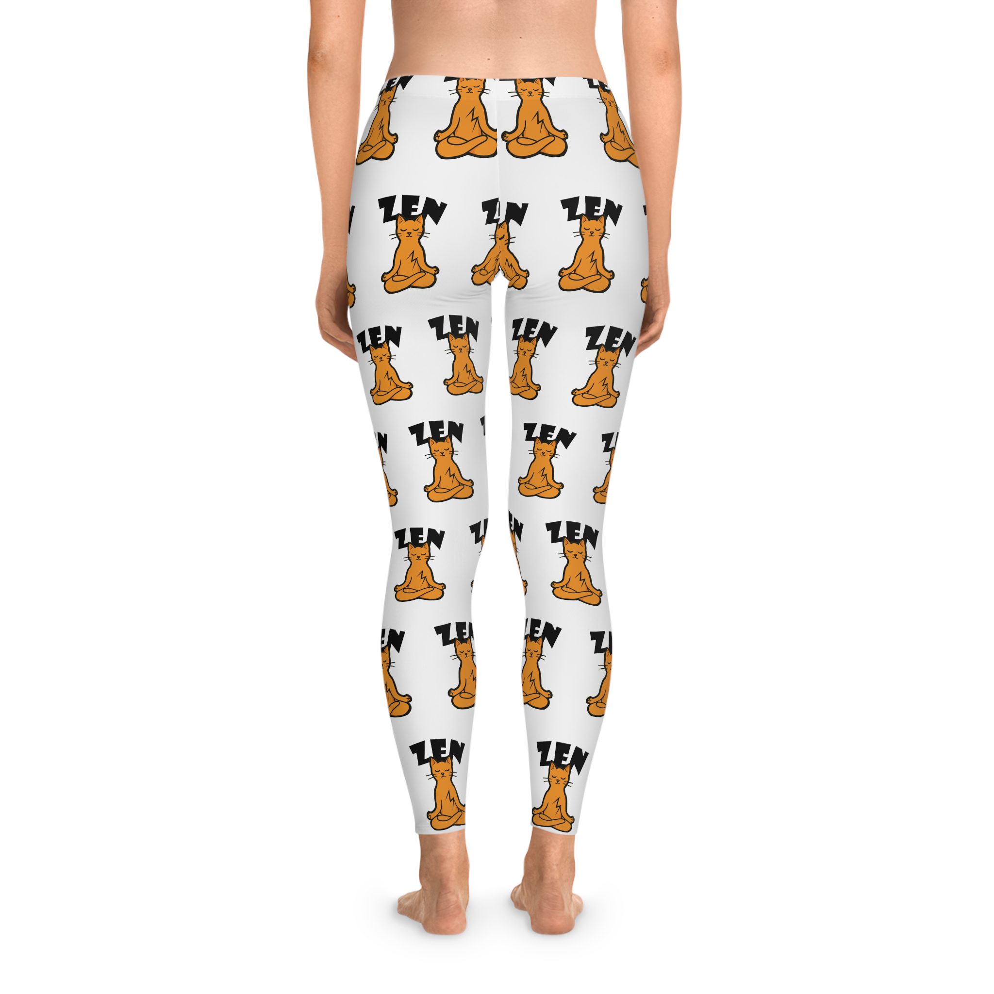 zen cat leggings — relaxed yoga stretch print