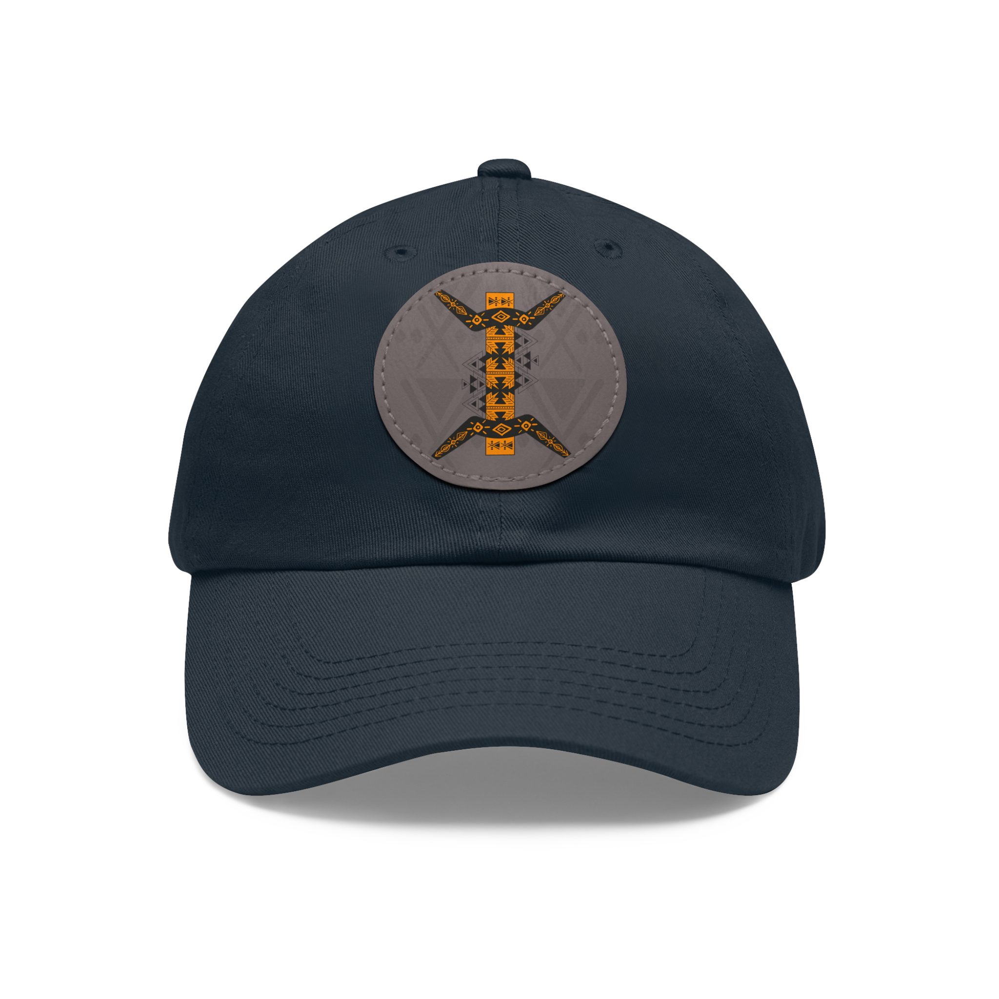 leather patch dad hat — the amazigh letter (ⵣ)