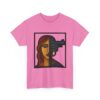 a woman–revolver face t shirt