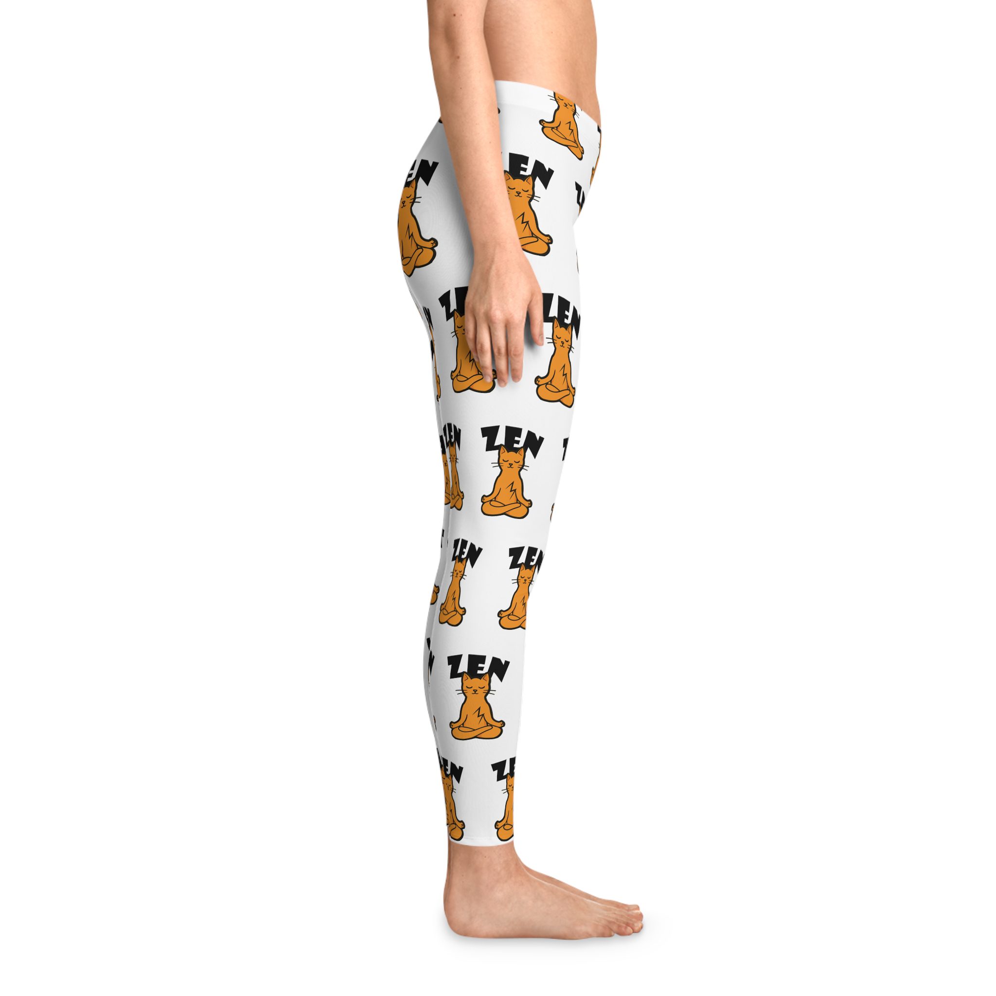 zen cat leggings — relaxed yoga stretch print
