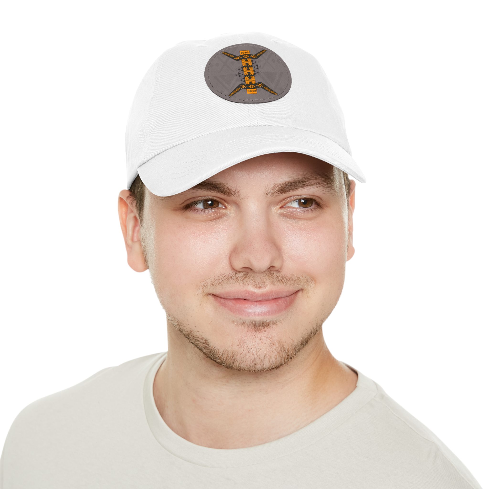 leather patch dad hat — the amazigh letter (ⵣ)