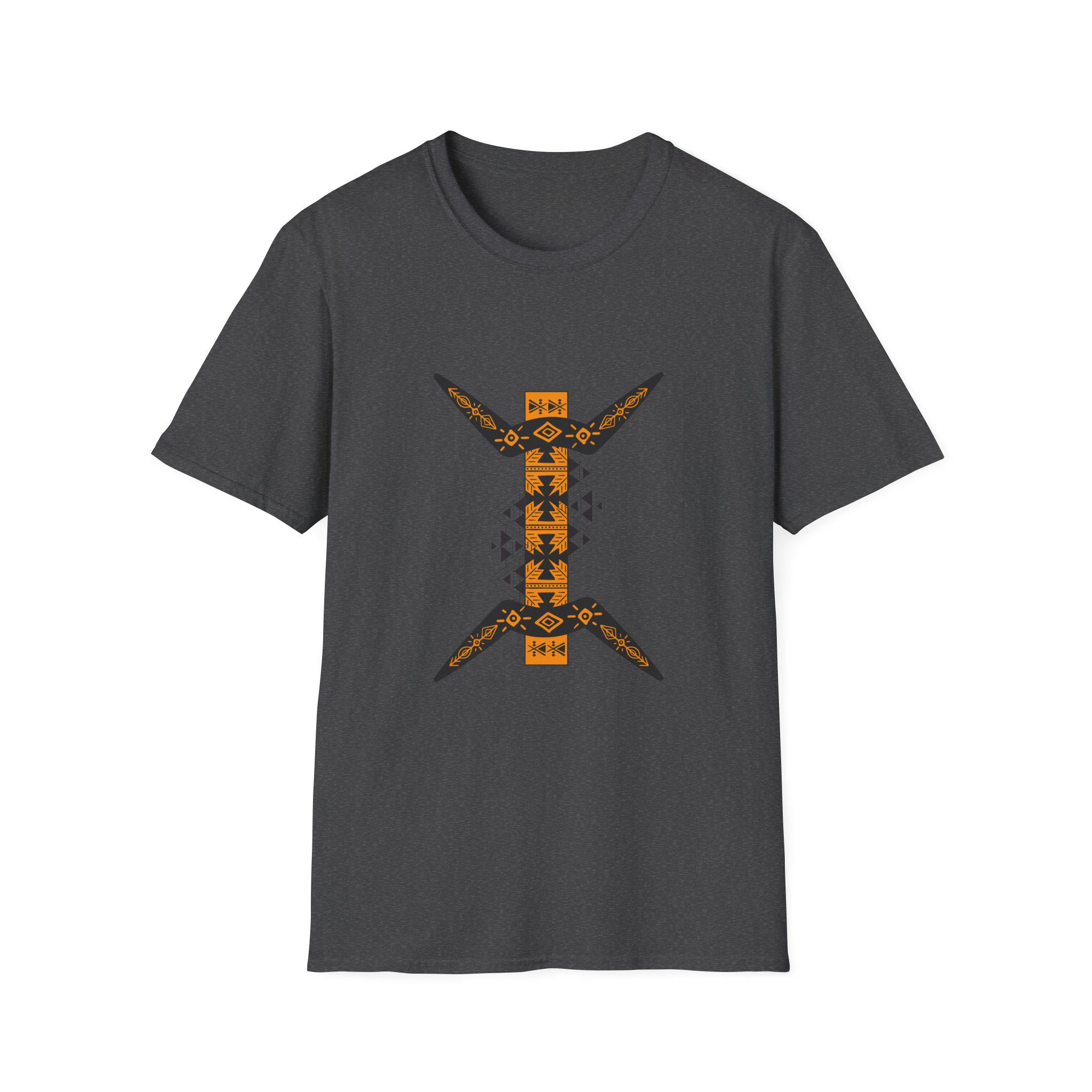 tribal boomerang graphic t shirt — geometric native inspired design