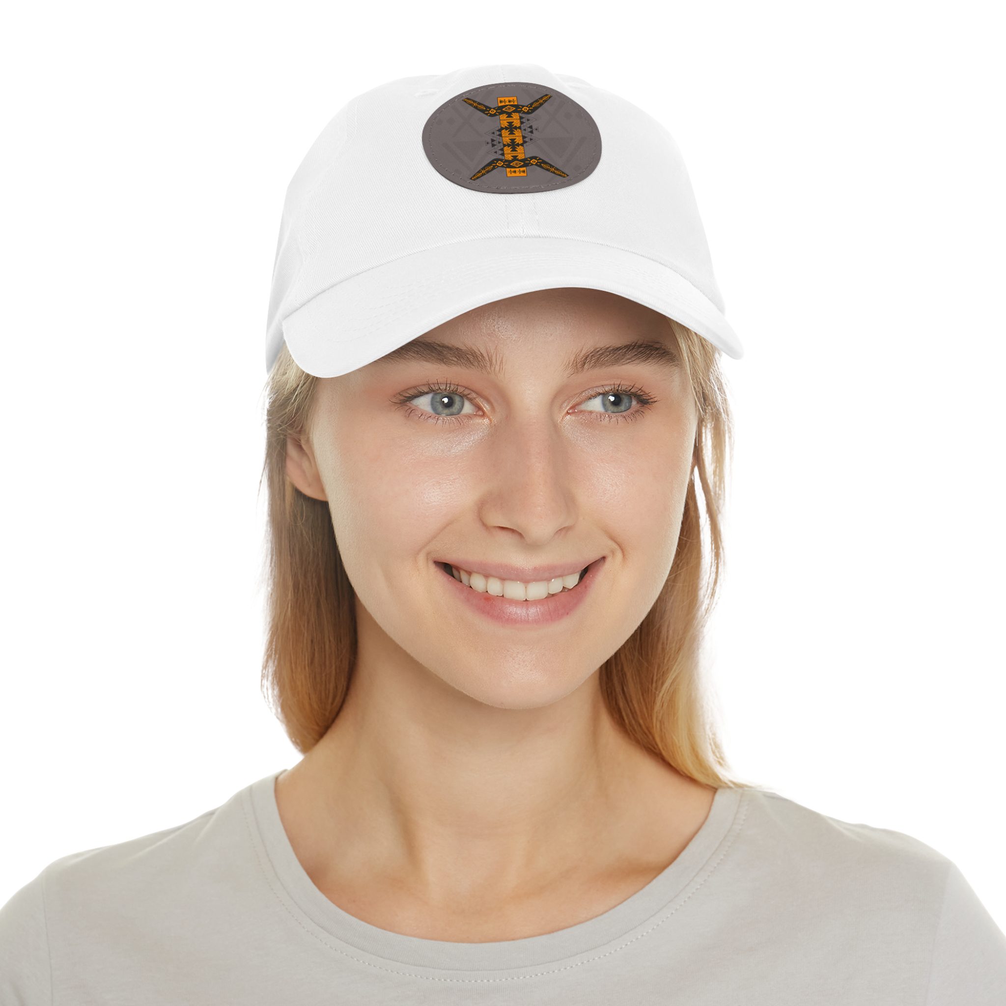 leather patch dad hat — the amazigh letter (ⵣ)