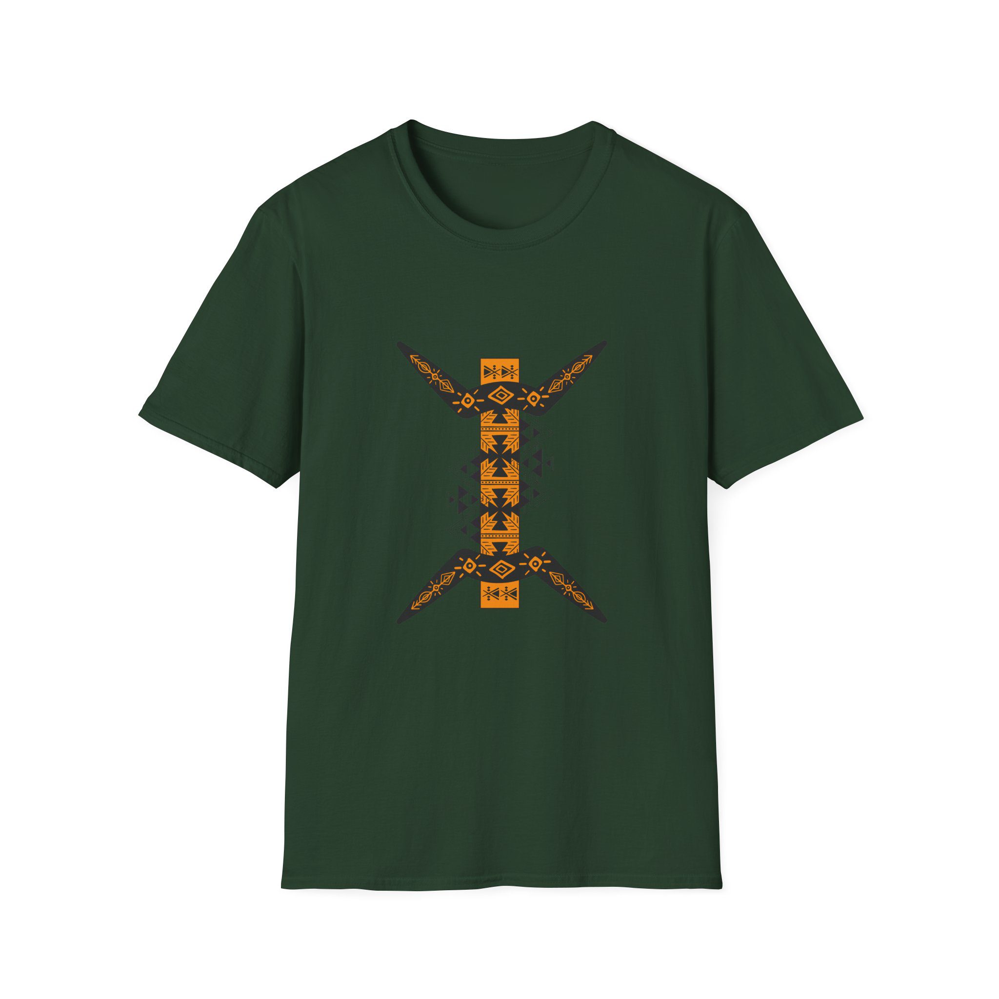 tribal boomerang graphic t shirt — geometric native inspired design